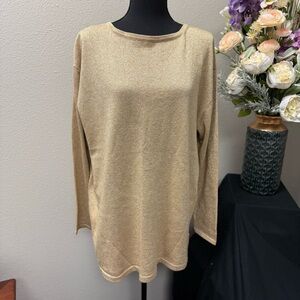 Preston & York Metallic Gold Long Sleeve Sweater – Size XL